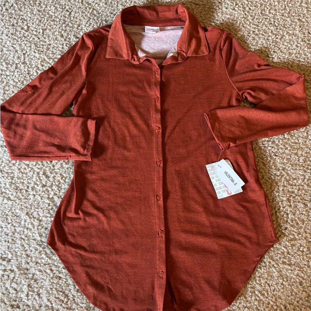 LuLaRoe Burnt Orange Valentina Shirt, Size S